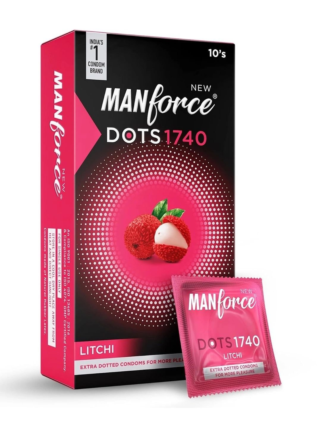 Manforce Manforce Litchi Flavoured Extra Dotted Condoms - 10Pcs