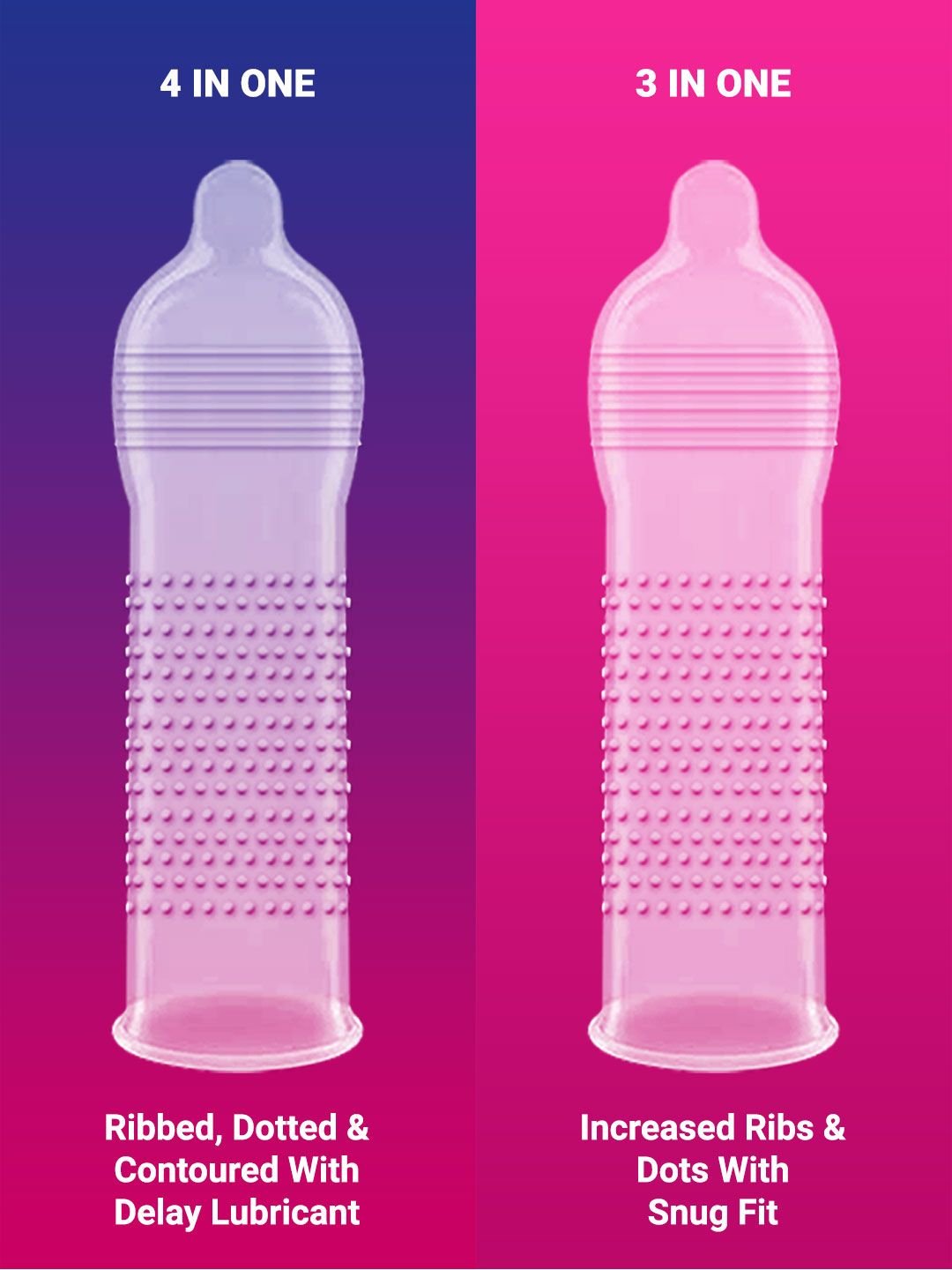Set of 4 Extra Time Long Lasting Ribbed And Big Dotted Condom - 10 Pcs Each - Image 3