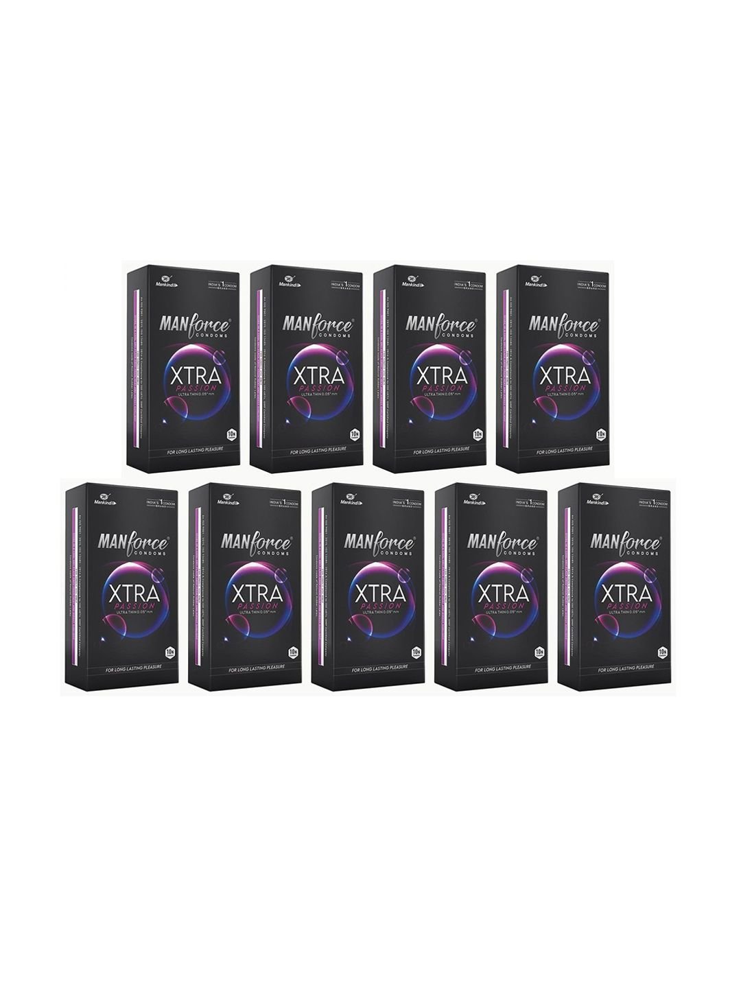 Set Of 9 Xtra Pleasure Dotted Climax Delay Condoms - Unflavoured - 10Pcs Each