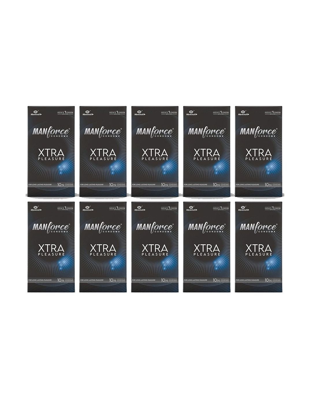 Manforce Set Of 10 Xtra Pleasure Dotted Climax Delay Condoms - Unflavoured - 10 Pcs Each