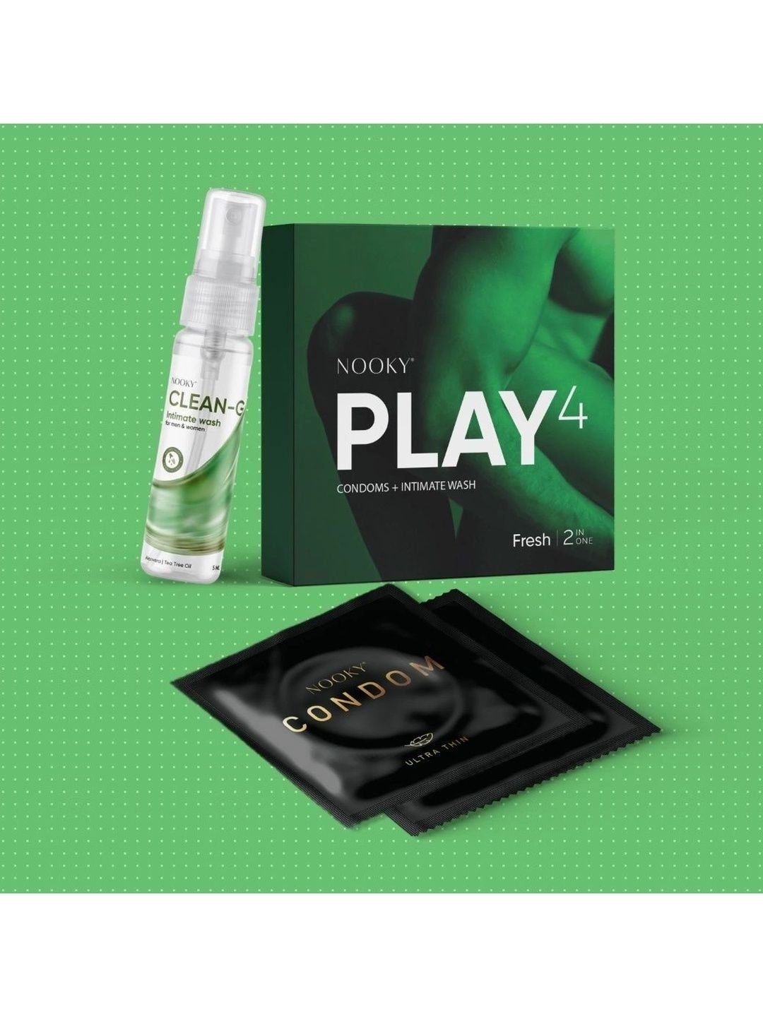 NOOKY NOOKY 3-In-1 Ultra Thin Latex Condom & Intimate Wash With Play 4 Box
