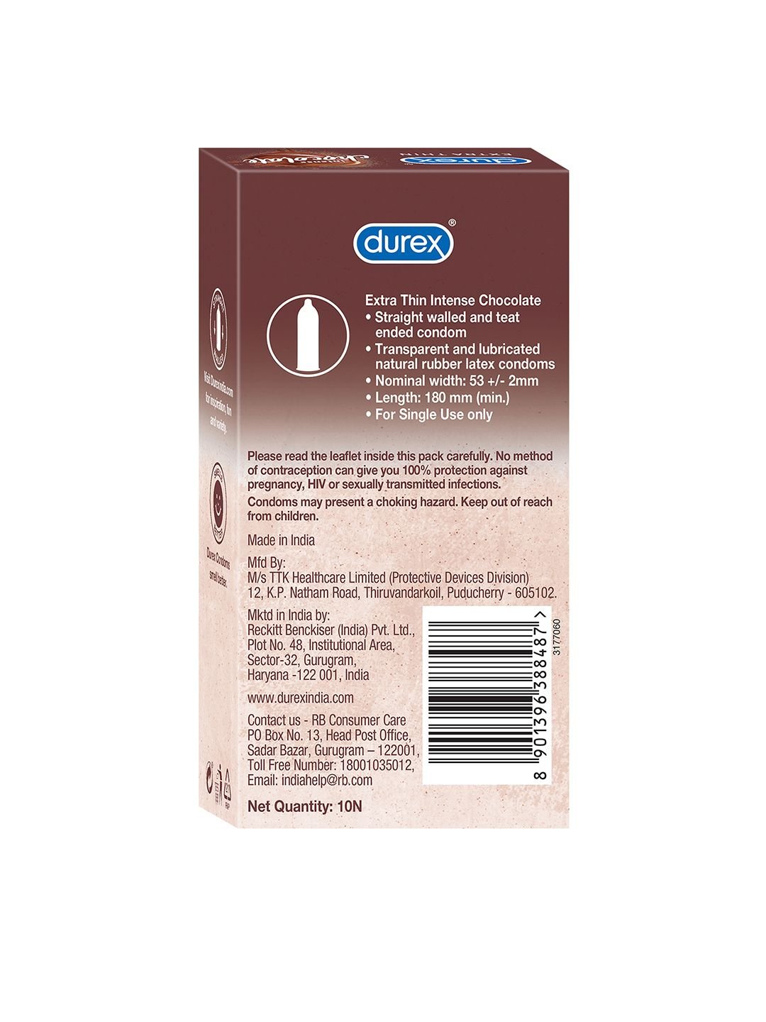 Durex Durex Extra Thin Intense Chocolate Flavoured Condoms - 12 Pcs - Image 10