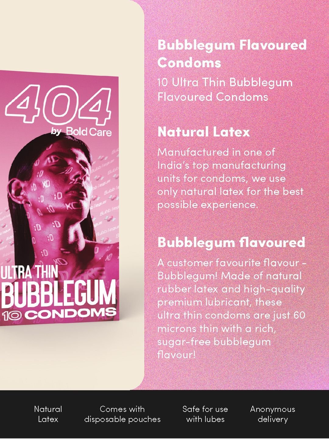 Bold Care Bold Care 404 Super Ultra Thin Bubblegum Flavored Condoms - 10 Pcs - Image 5