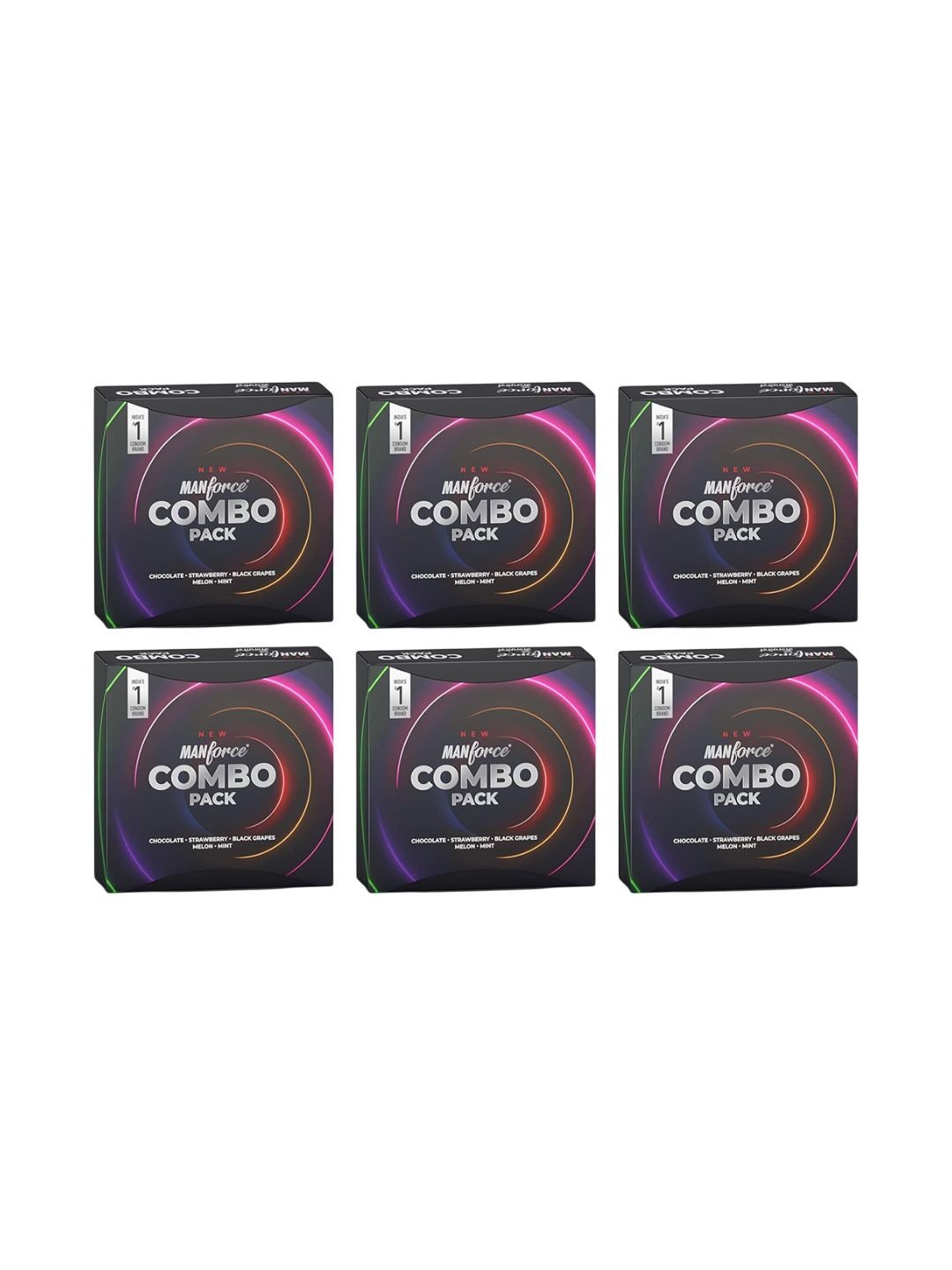 Set Of 6 Lubricated Condoms- Chocolate- Strawberry- Black Grapes- Melon & Mint
