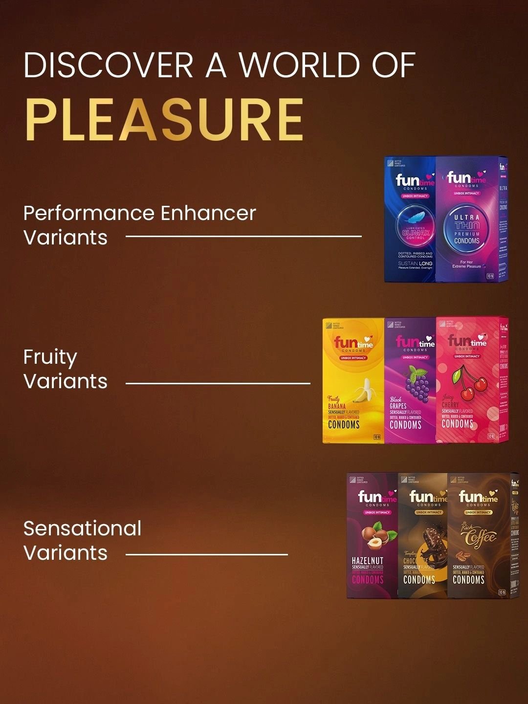 Funtime Funtime Pack Of 2 Long Lasting Dotted & Ribbed Climax Control Condoms - 20 Pcs -Coffee - Image 6