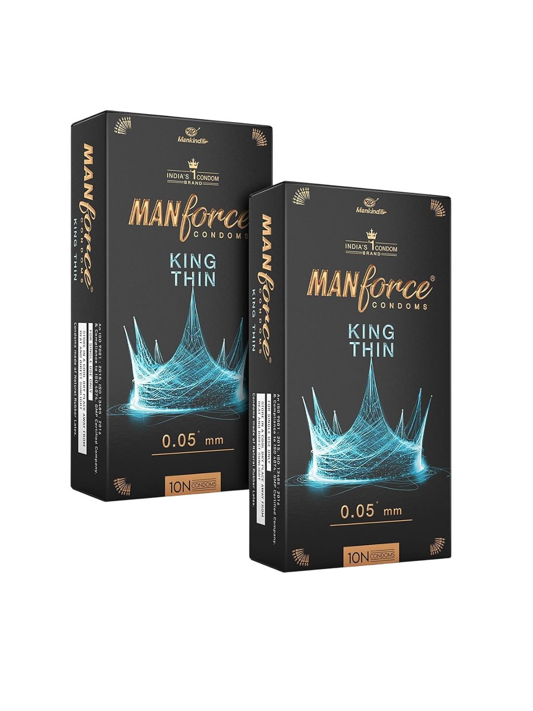 Manforce Manforce Set Of 2 King Thin Ultra-Thin Unflavoured Condoms - 10 Pcs Each