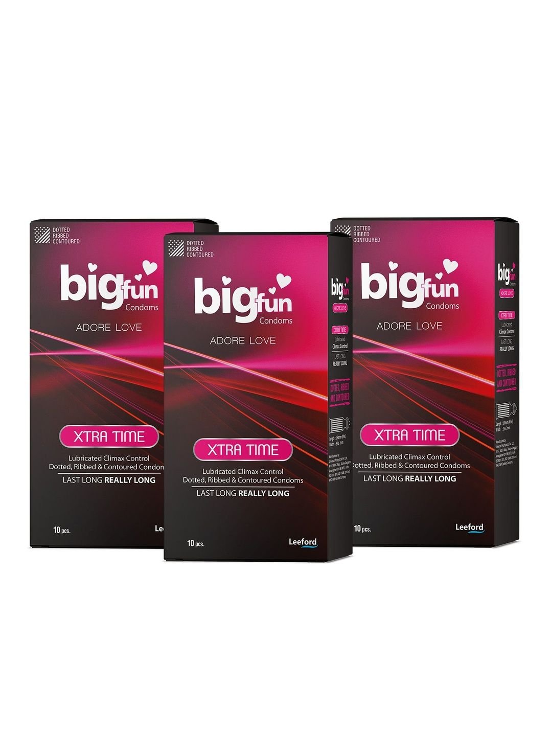 BIGFUN BIGFUN Set Of 3 Xtra Time Climax Control Condoms - 10 Pcs Each
