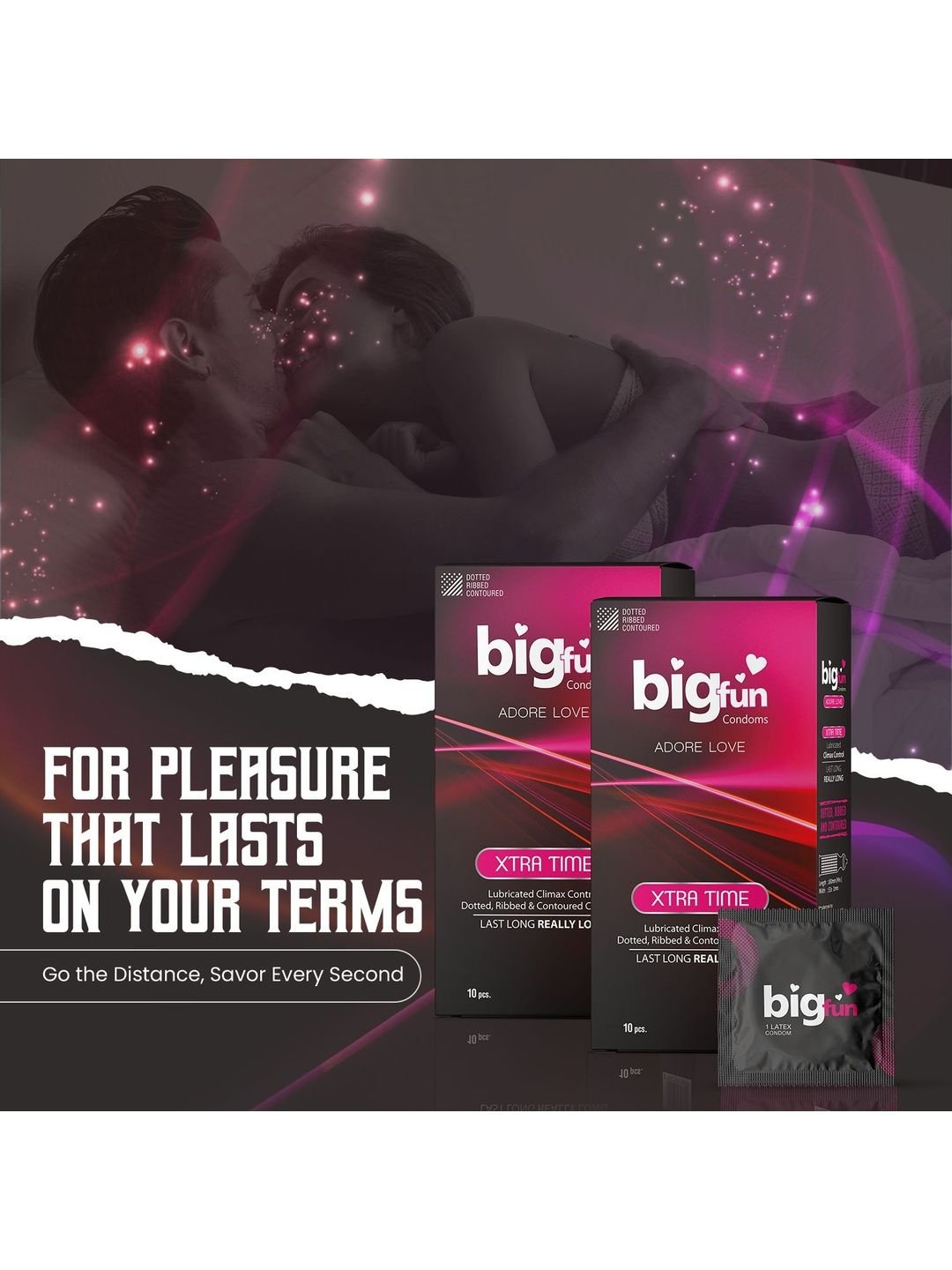 BIGFUN BIGFUN Set Of 3 Xtra Time Climax Control Condoms - 10 Pcs Each - Image 2