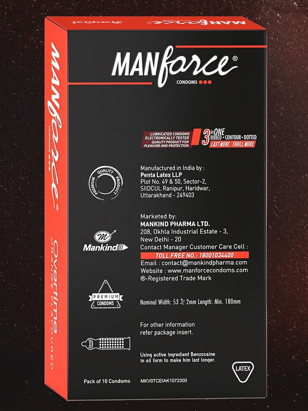Manforce Manforce Set Of 3 Overtime Orange Flavoured Ribbed Dotted Condoms - 10Pcs Each - Image 2