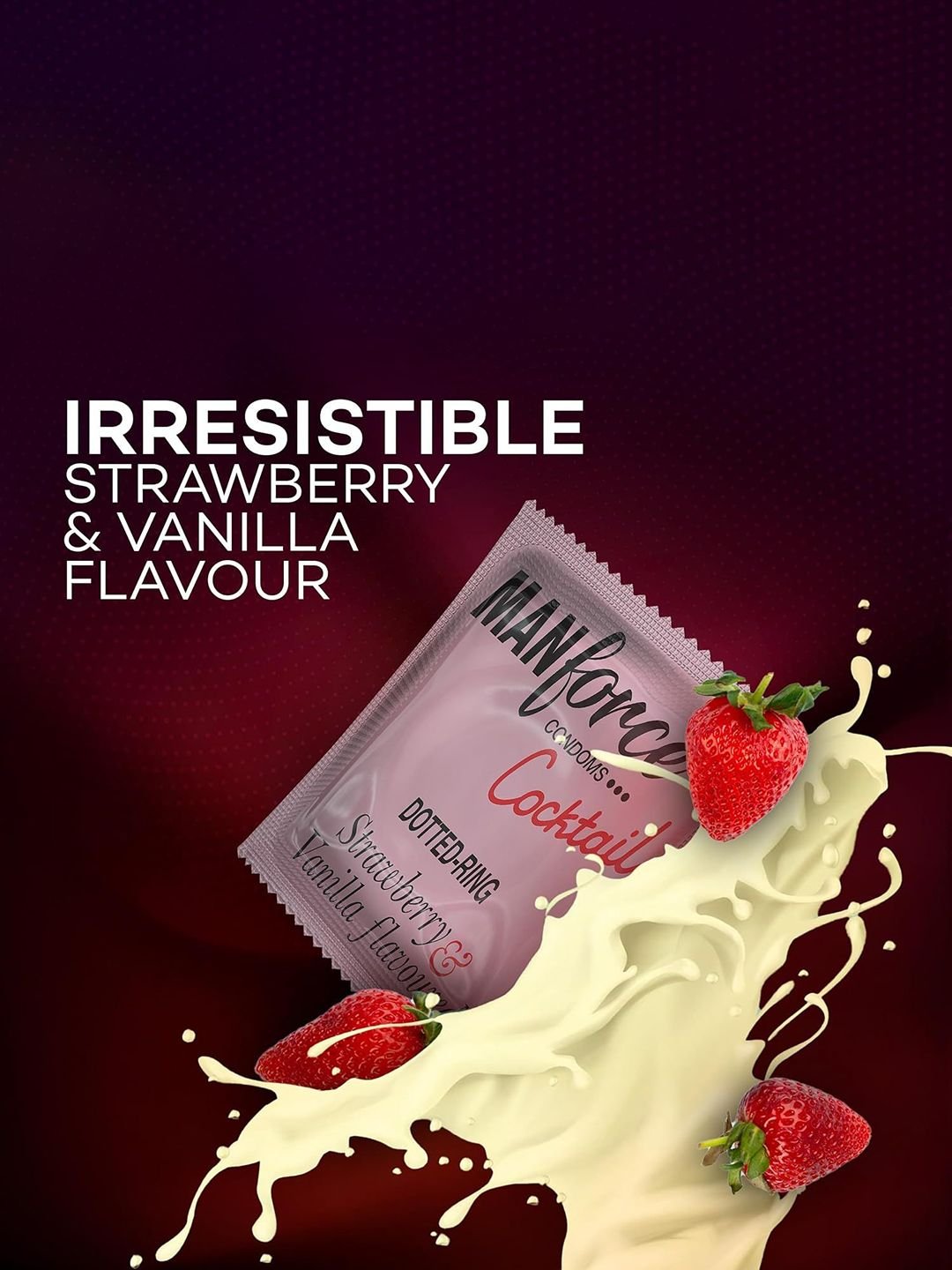 Manforce Manforce Set Of 5 Cocktail Strawberry & Vanilla Flavoured Extra Dotted Condoms-10Pcs Each - Image 3