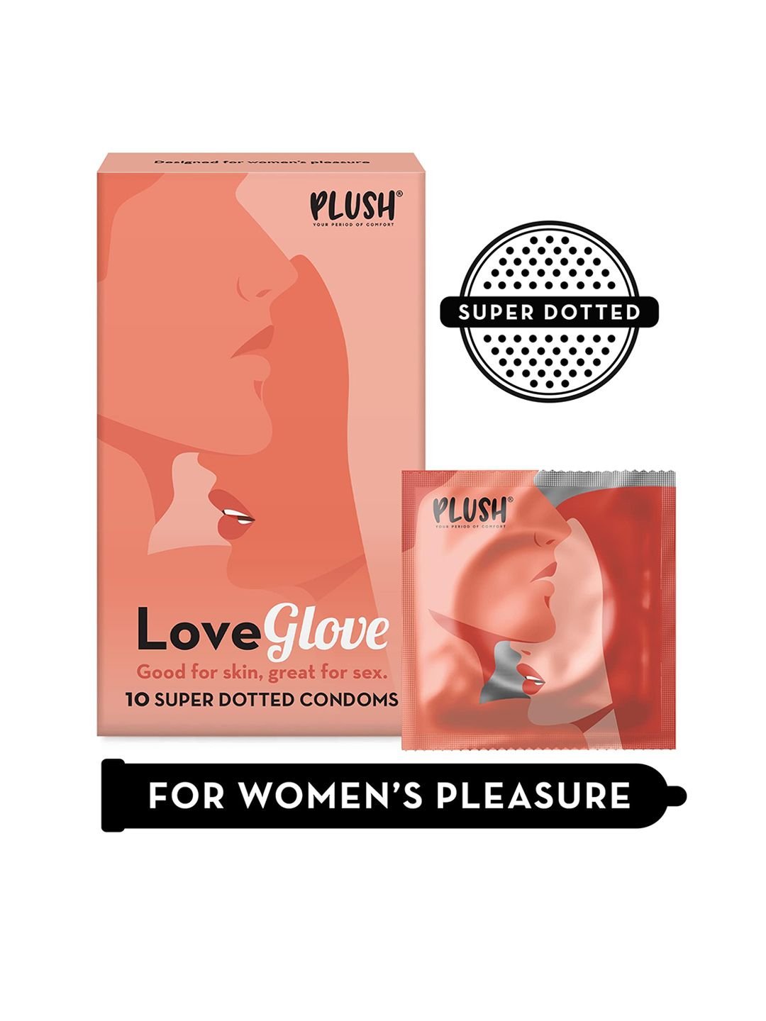 Plush LoveGlove Set of 10 Super Dotted Condoms