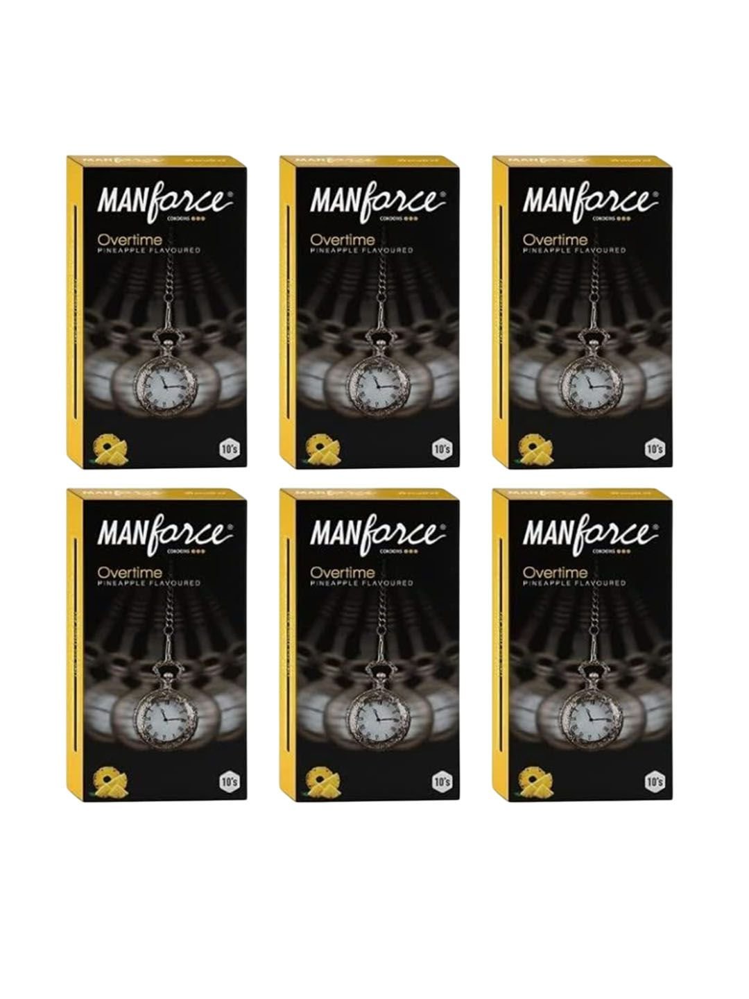 Manforce Men 6Pcs Overtime Ribbed Dotted Pineapple Flavoured Condoms - 10Pcs Each