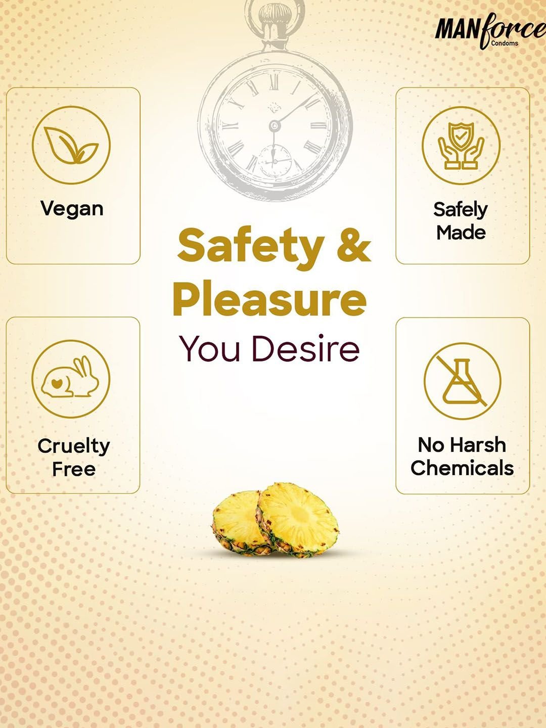 Manforce Men 6Pcs Overtime Ribbed Dotted Pineapple Flavoured Condoms - 10Pcs Each - Image 3