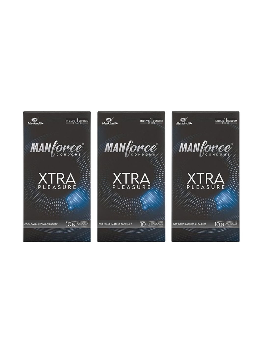 Manforce Manforce Set Of 3 Xtra Pleasure Dotted Climax Delay Condoms - Unflavoured - 10Pcs Each