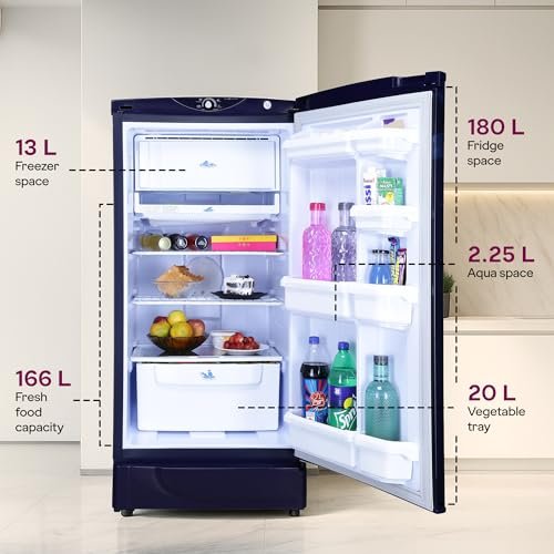 Godrej 180L 1Star 5 Years Comprehensive Warranty | New Launch | Advanced Capillary Technology| Jumbo Vegetable Tray| 2.25L Bottle Space Single Door Refrigerator (RD EDGE 205AN WRF PP BL, Pep Blue) - Image 15