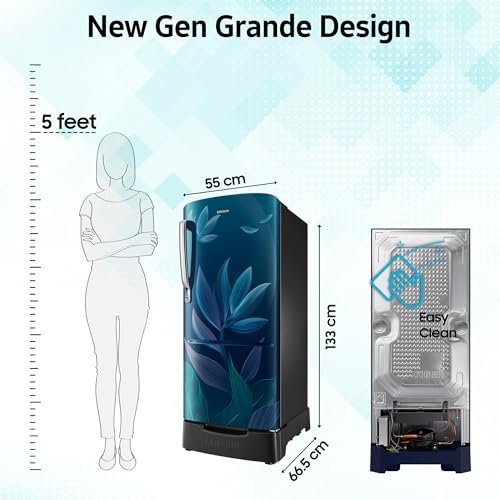 Samsung 183 L, 4 Star, Digital Inverter, Direct-Cool Single Door Refrigerator (RR20H28249U/NL, Paradise Bloom Blue, Base Stand Drawer, Single Touch Defrost, 2026 Model) - Image 11