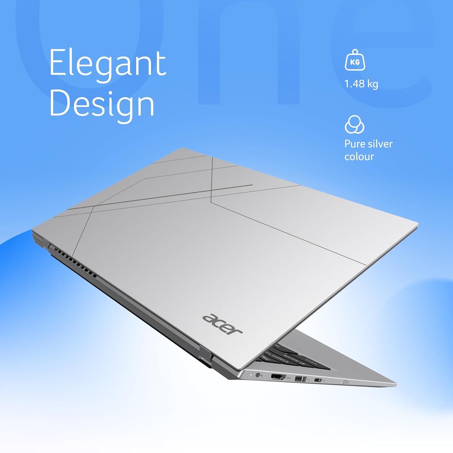Acer Smartchoice Aspire One, AMD Ryzen 5-40, 8GB LPDDR5 RAM/ 512GB SSD, 14.0"/35.56cm WXGA Display, Win 11 Home, Pure Silver, 1.48KG, A114-43, Thin and Light Laptop - Image 7