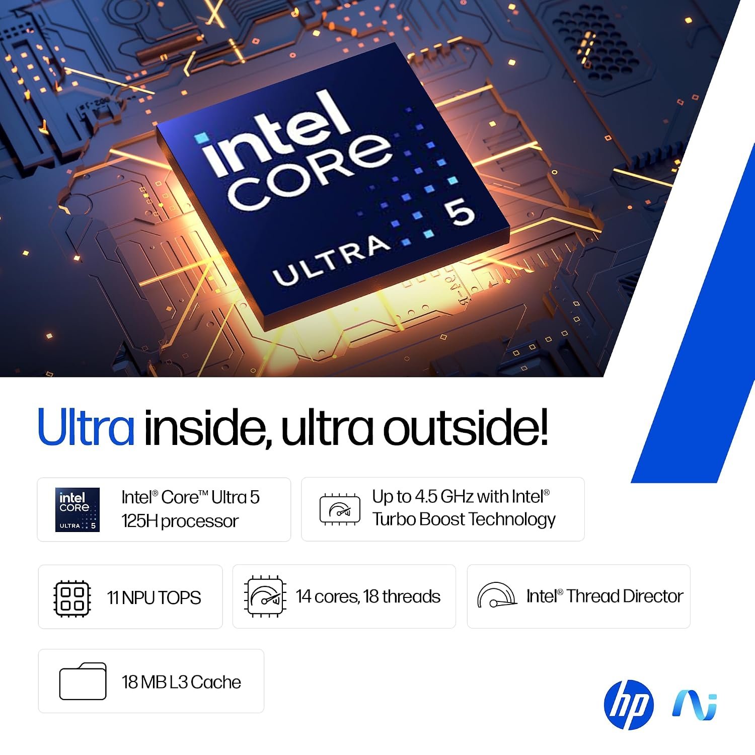 HP 15, Intel Core Ultra 5 125H (16GB DDR5, 1TB SSD) FHD, IPS, 15.6''/39.6cm, Win11, M365 Basic(1yr)*Office24, Silver, 1.65kg, fd1354TU, Intel Arc Graphics, FHD Camera w/Shutter, AI Powered Laptop - Image 3