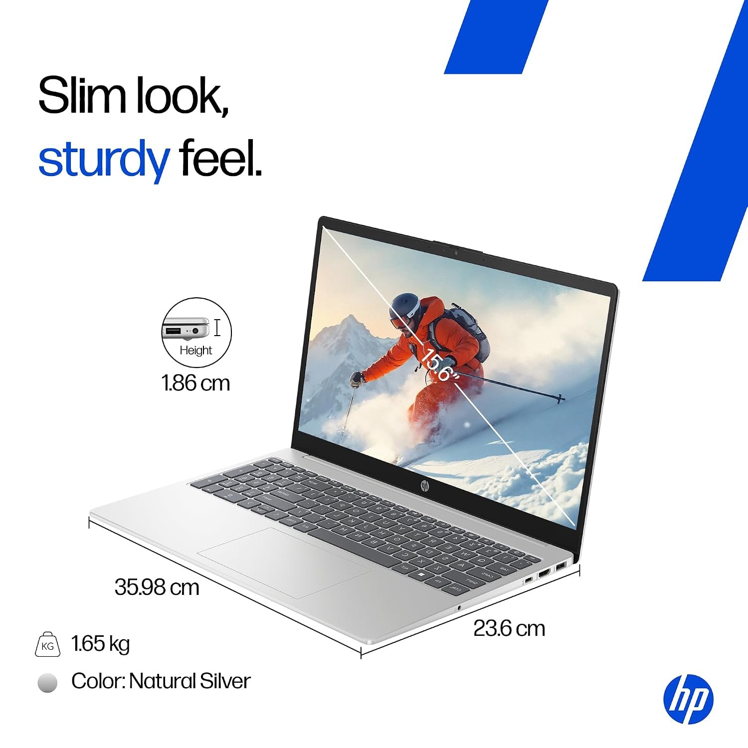 HP 15, Intel Core Ultra 5 125H (16GB DDR5, 1TB SSD) FHD, IPS, 15.6''/39.6cm, Win11, M365 Basic(1yr)*Office24, Silver, 1.65kg, fd1354TU, Intel Arc Graphics, FHD Camera w/Shutter, AI Powered Laptop - Image 12