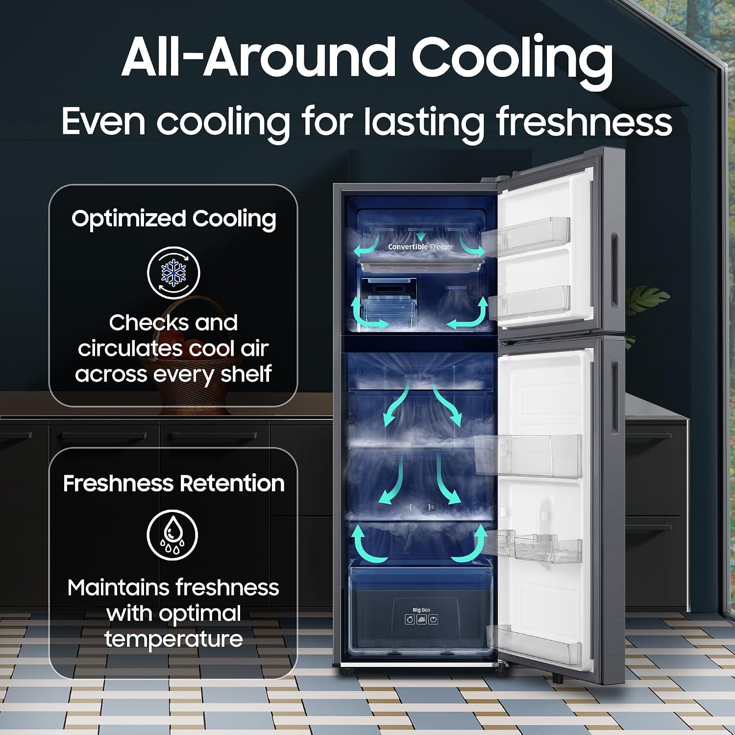 Samsung 236 L, 3 Star, Convertible, Digital Inverter Frost Free Double Door Refrigerator (RT40H28U3THL, Silver, Refined Inox, 2026 Model) - Image 7