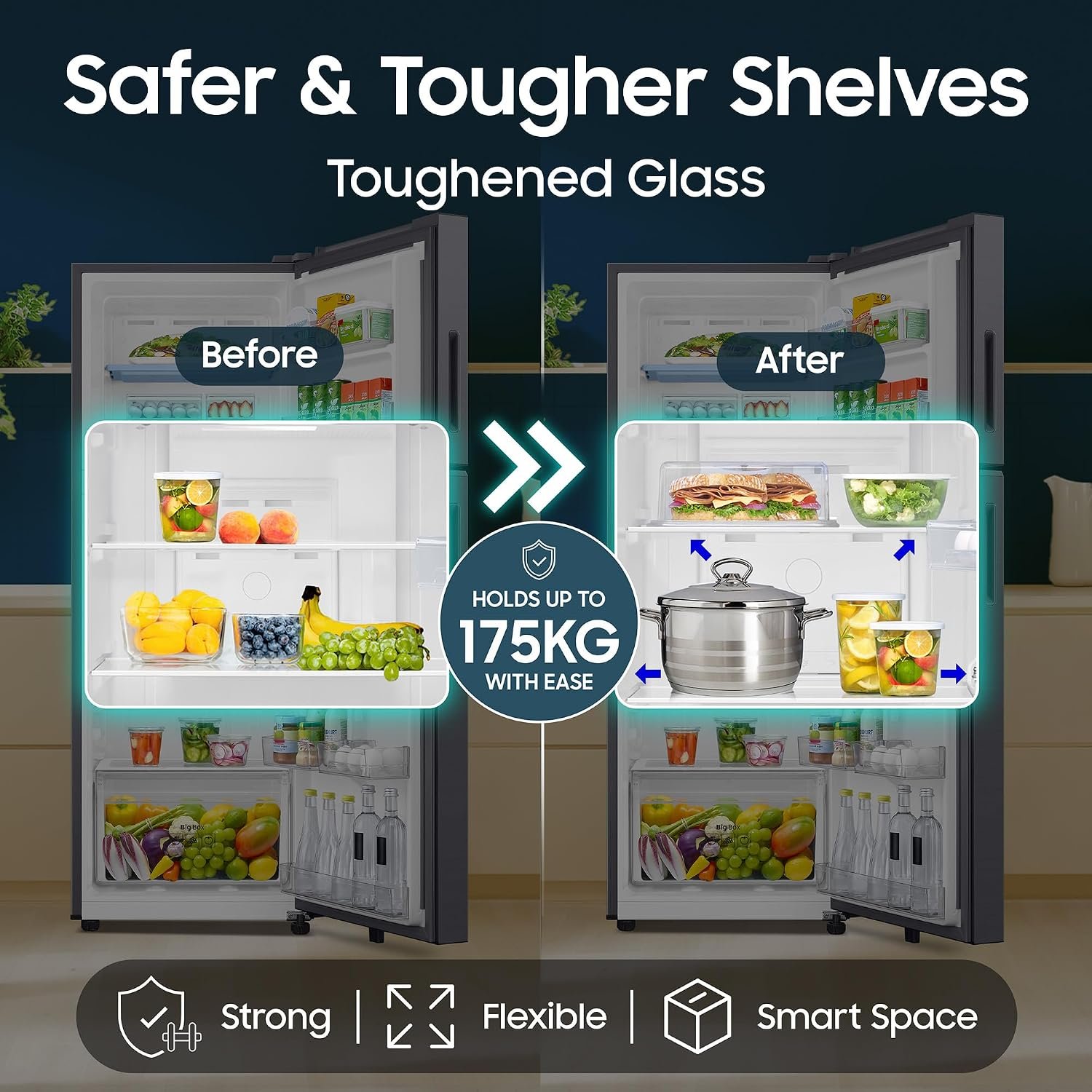 Samsung 236 L, 3 Star, Convertible, Digital Inverter Frost Free Double Door Refrigerator (RT40H28U3THL, Silver, Refined Inox, 2026 Model) - Image 8