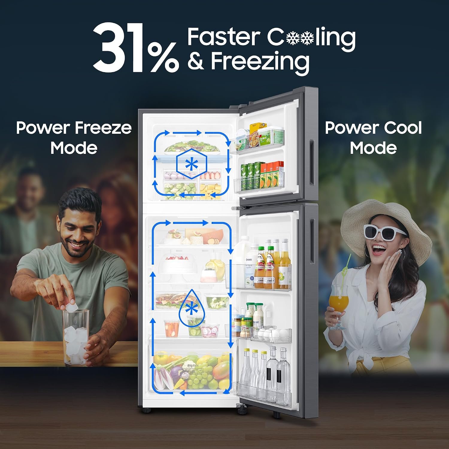 Samsung 236 L, 3 Star, Convertible, Digital Inverter Frost Free Double Door Refrigerator (RT40H28U3THL, Silver, Refined Inox, 2026 Model) - Image 9