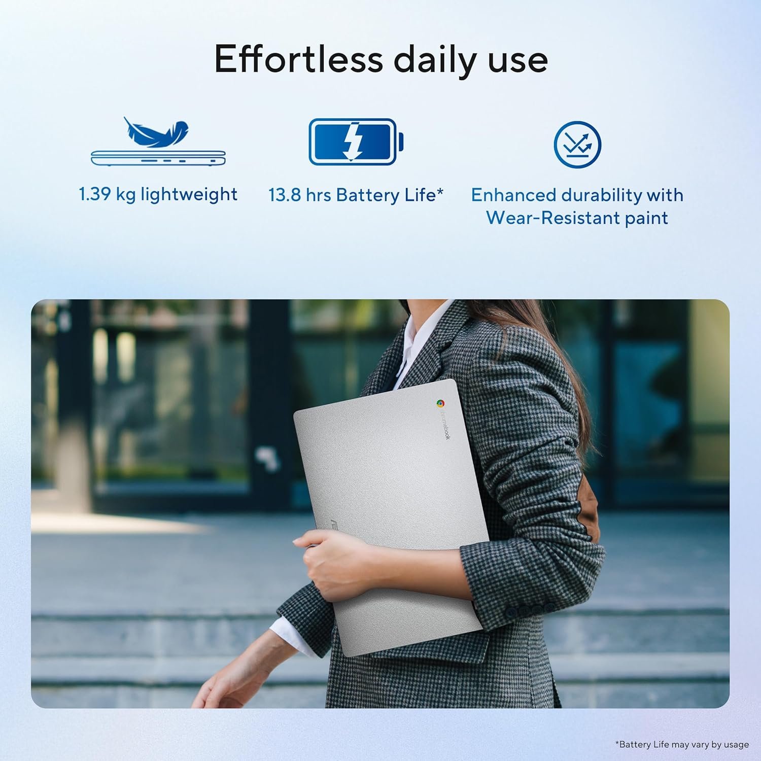 ASUS Chromebook CX1405 (2026), Smartchoice,Intel N50 Processor, Intel UHD iGPU, 8GB RAM, 128GB SSD, FHD, 14" (35.5 cm), Chrome OS, Pure Grey, 1.39 Kg, CX1405CTA-S60622, 42WHrs, Thin & Light Laptop - Image 7