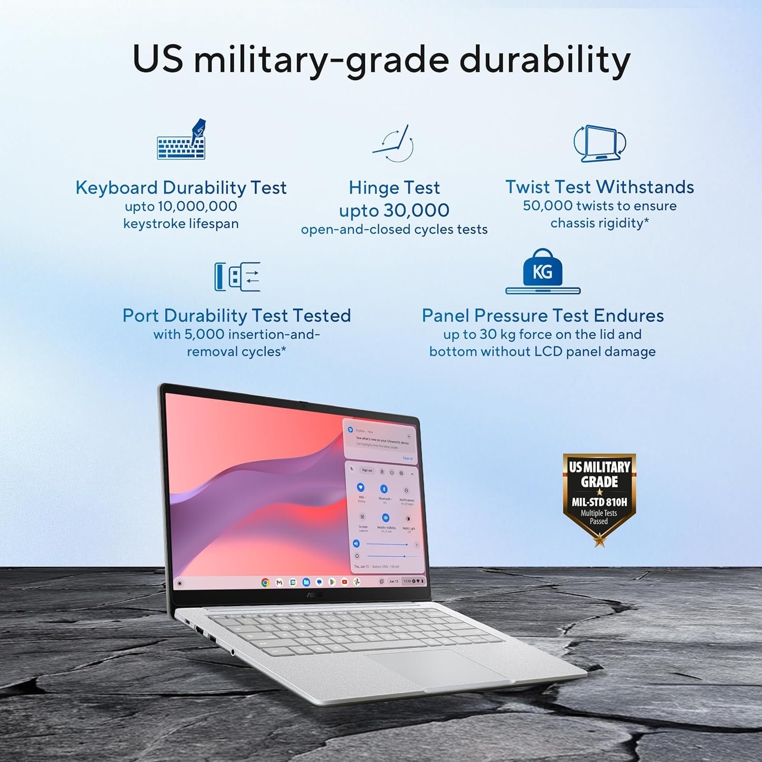 ASUS Chromebook CX1405 (2026), Smartchoice,Intel N50 Processor, Intel UHD iGPU, 8GB RAM, 128GB SSD, FHD, 14" (35.5 cm), Chrome OS, Pure Grey, 1.39 Kg, CX1405CTA-S60622, 42WHrs, Thin & Light Laptop - Image 13