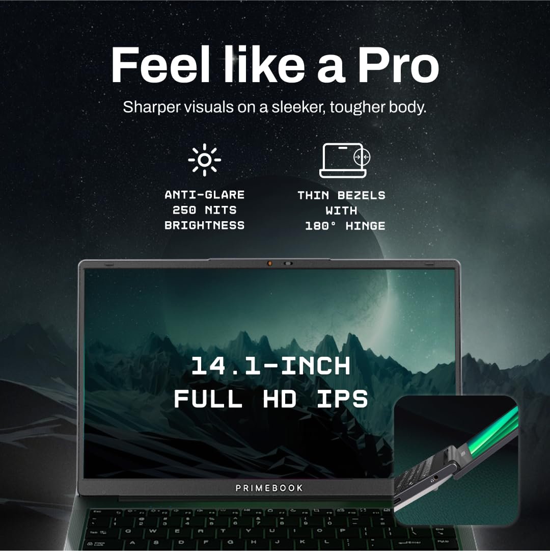 Primebook 2 Pro (2026) | 8GB RAM, 128GB UFS Storage | 14.1-Inch FHD IPS Display | 14 Hours Battery | MediaTek Helio G99 | Android 15 (PrimeOS 3.0) | Backlit Keyboard | in-Built AI (Gray) - Image 4