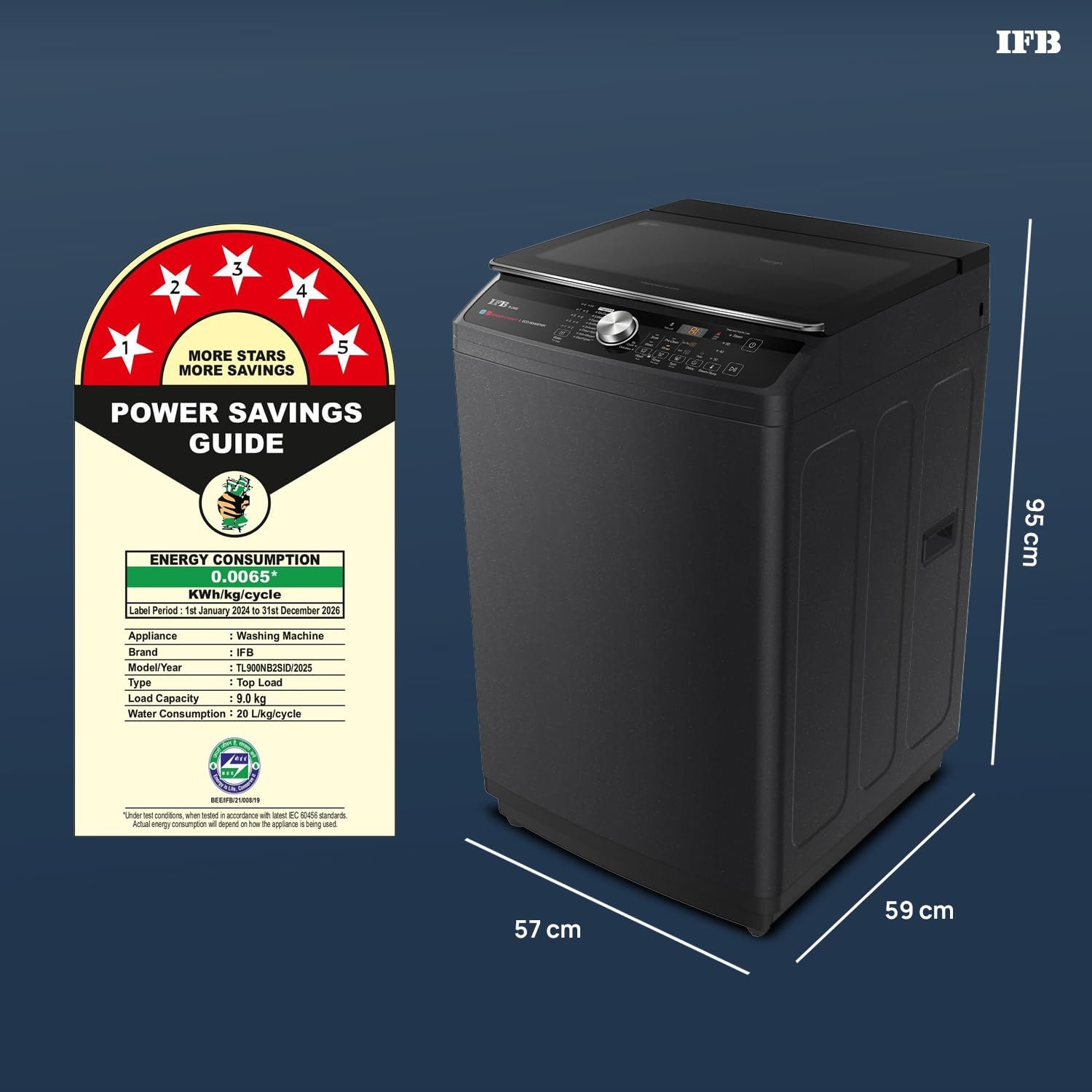 IFB 9 Kg 5 Star AI Powered Deepclean® Technology Fully Automatic Top Load Washing Machine with Inbuilt Heater(TL900NB2SID, Eco Inverter, Power Steam®, Activmix, 4 Year Machine Warranty, Noir Black) - Image 2