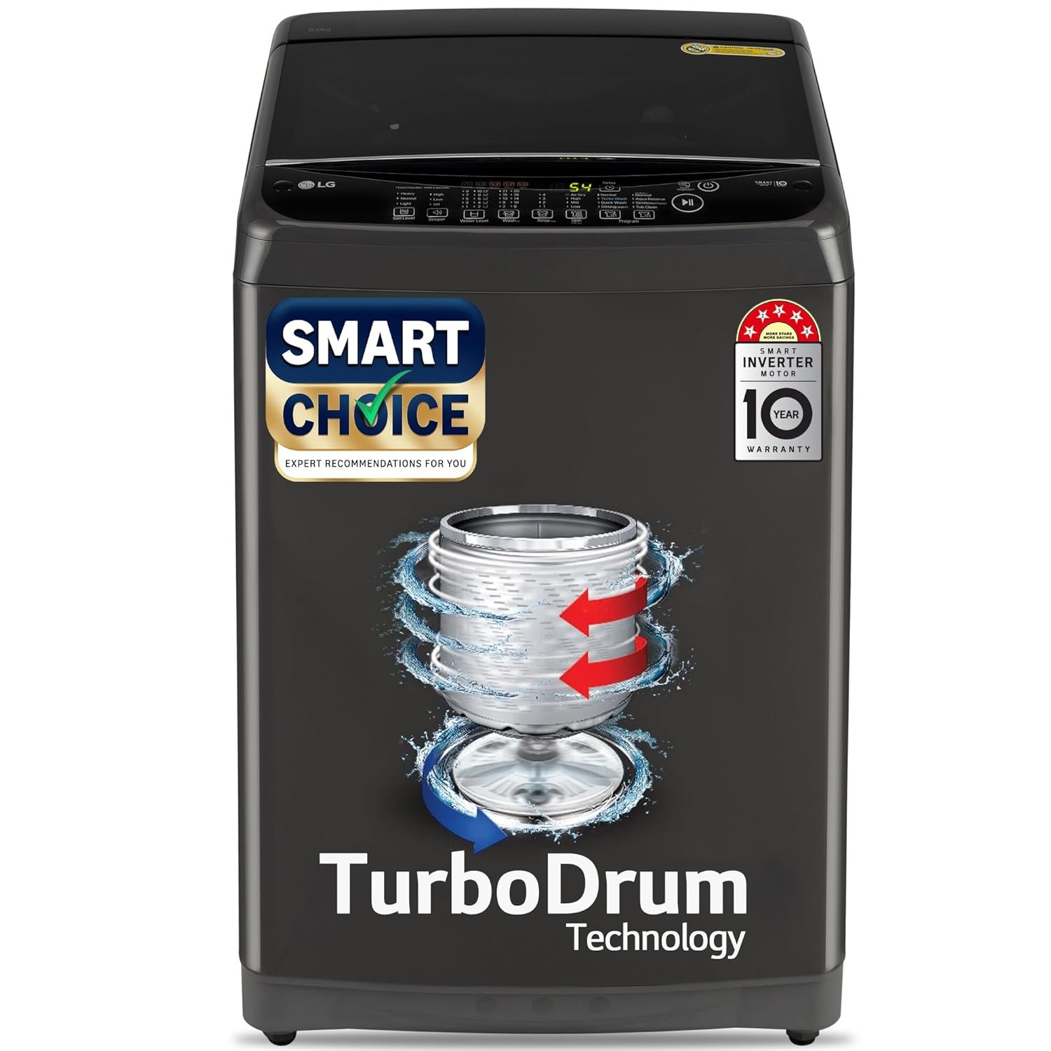 LG 8 Kg 5 Star Smart Inverter Technology Fully Automatic Top Load Washing Machine (T80VBMB4Z, Turbodrum, Auto Prewash, Stainless Steel drum, LED Display, Smart Diagnosis, Middle Black) - Image 11
