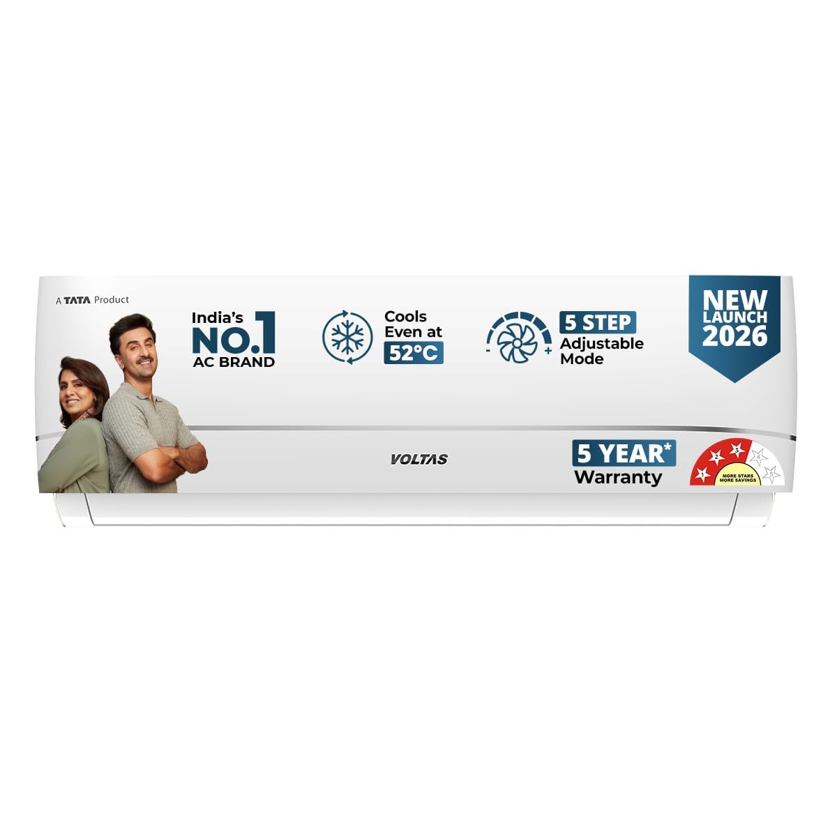 Voltas 1.5 ton 3 star,New star rated, Rating Inverter Split AC (Copper, Convertible 5-in-1 Cooling Mode, 2-Way Air Swing, Anti-dust Filter with Anti Microbial Coating, Auto Clean (183INV CAV, White) - Image 2