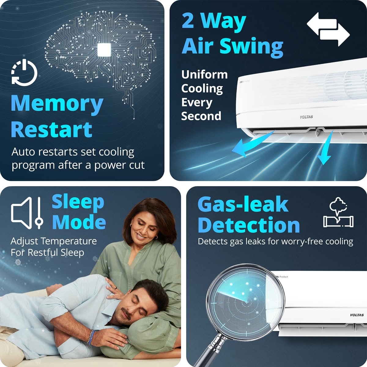 Voltas 1.5 ton 3 star,New star rated, Rating Inverter Split AC (Copper, Convertible 5-in-1 Cooling Mode, 2-Way Air Swing, Anti-dust Filter with Anti Microbial Coating, Auto Clean (183INV CAV, White) - Image 9
