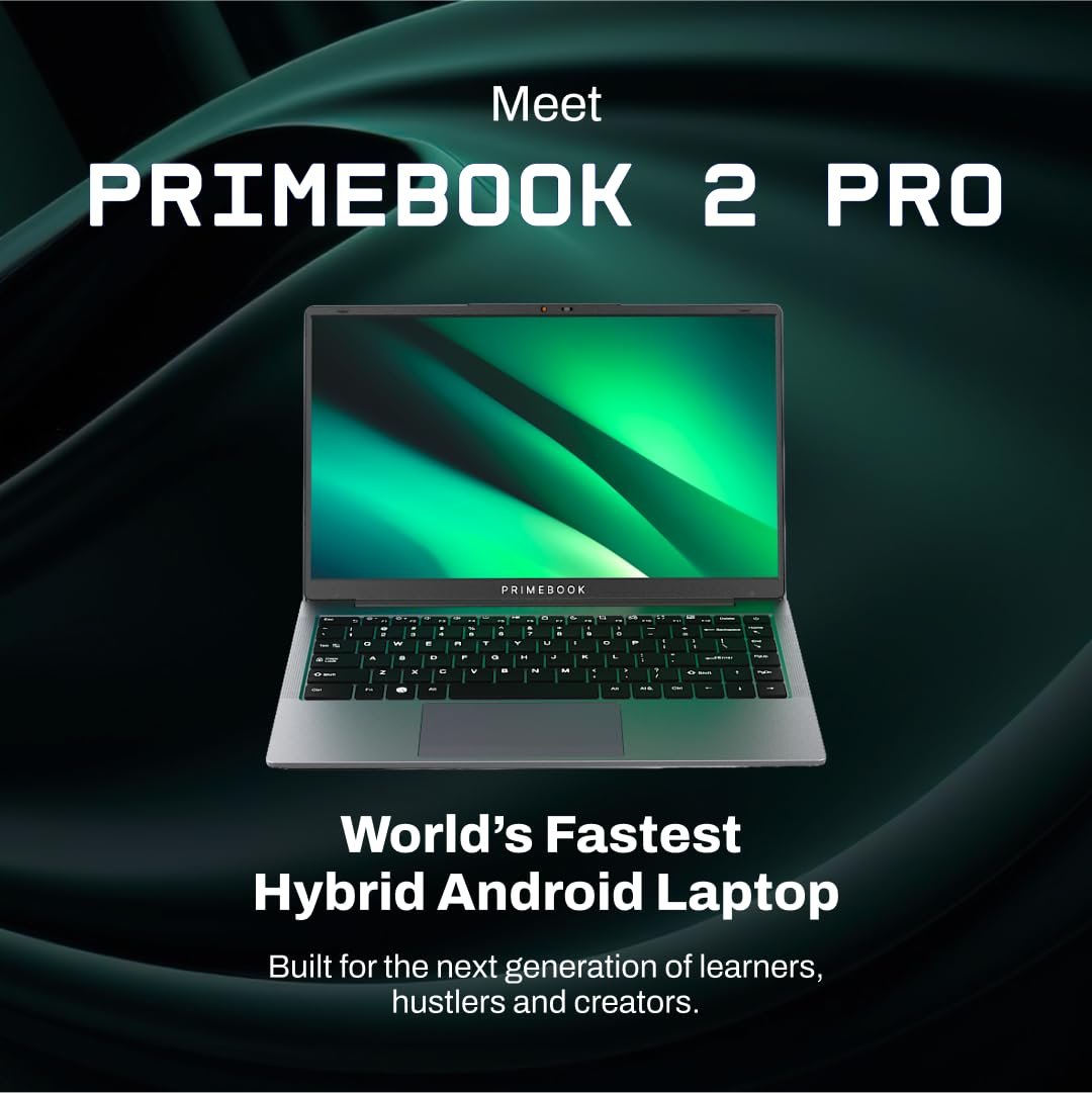 Primebook 2 Pro (2026) | 8GB RAM, 128GB UFS Storage | 14.1-Inch FHD IPS Display | 14 Hours Battery | MediaTek Helio G99 | Android 15 (PrimeOS 3.0) | Backlit Keyboard | in-Built AI (Gray)