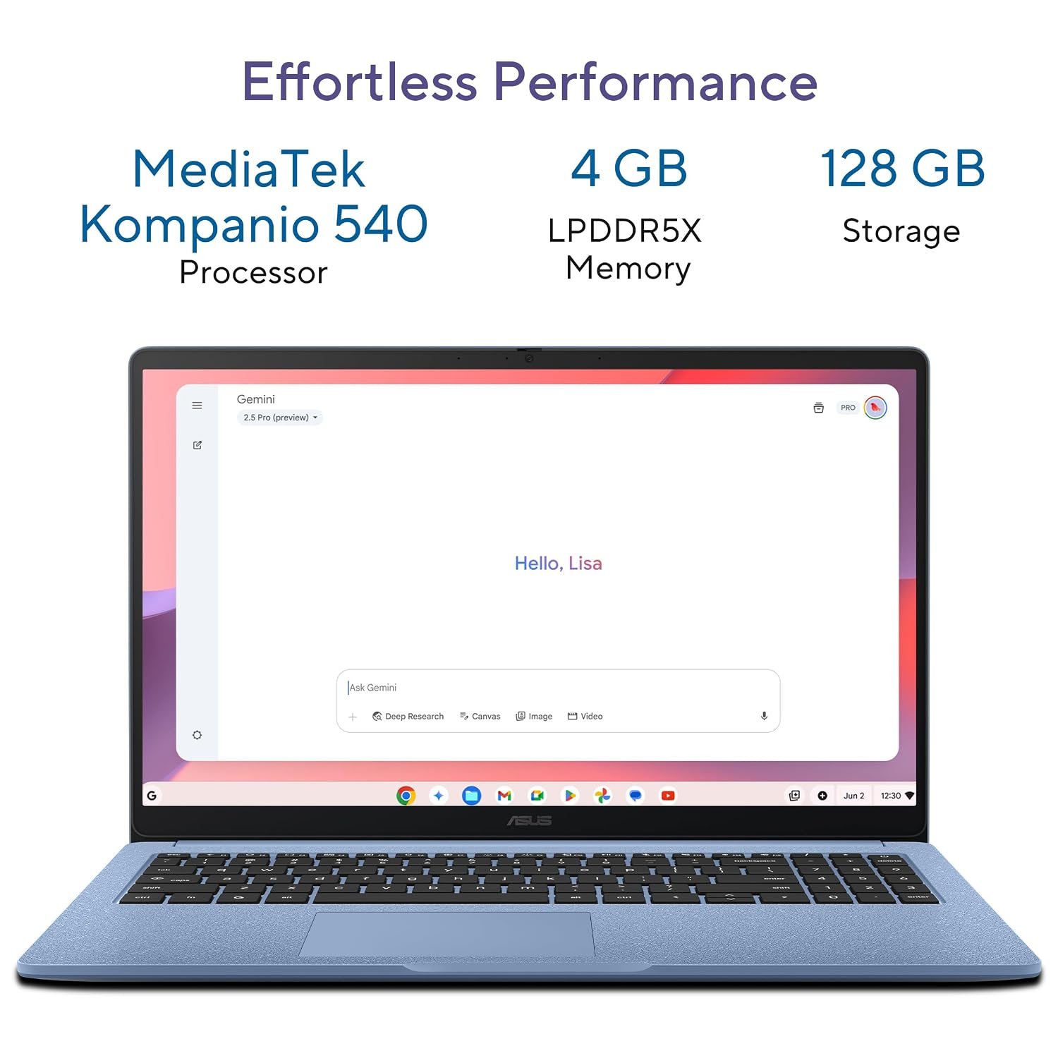 ASUS Chromebook CM1505 (2026), Smartchoice, MediaTek Kompanio 540 Processor, 4GB RAM, 64GB SSD, FHD, 15.6"(39.6 cm), 60Hz, Chrome OS, Fabric Blue, 1.49 Kg, CM1505CM4A-S70080, Thin & Light Laptop - Image 9