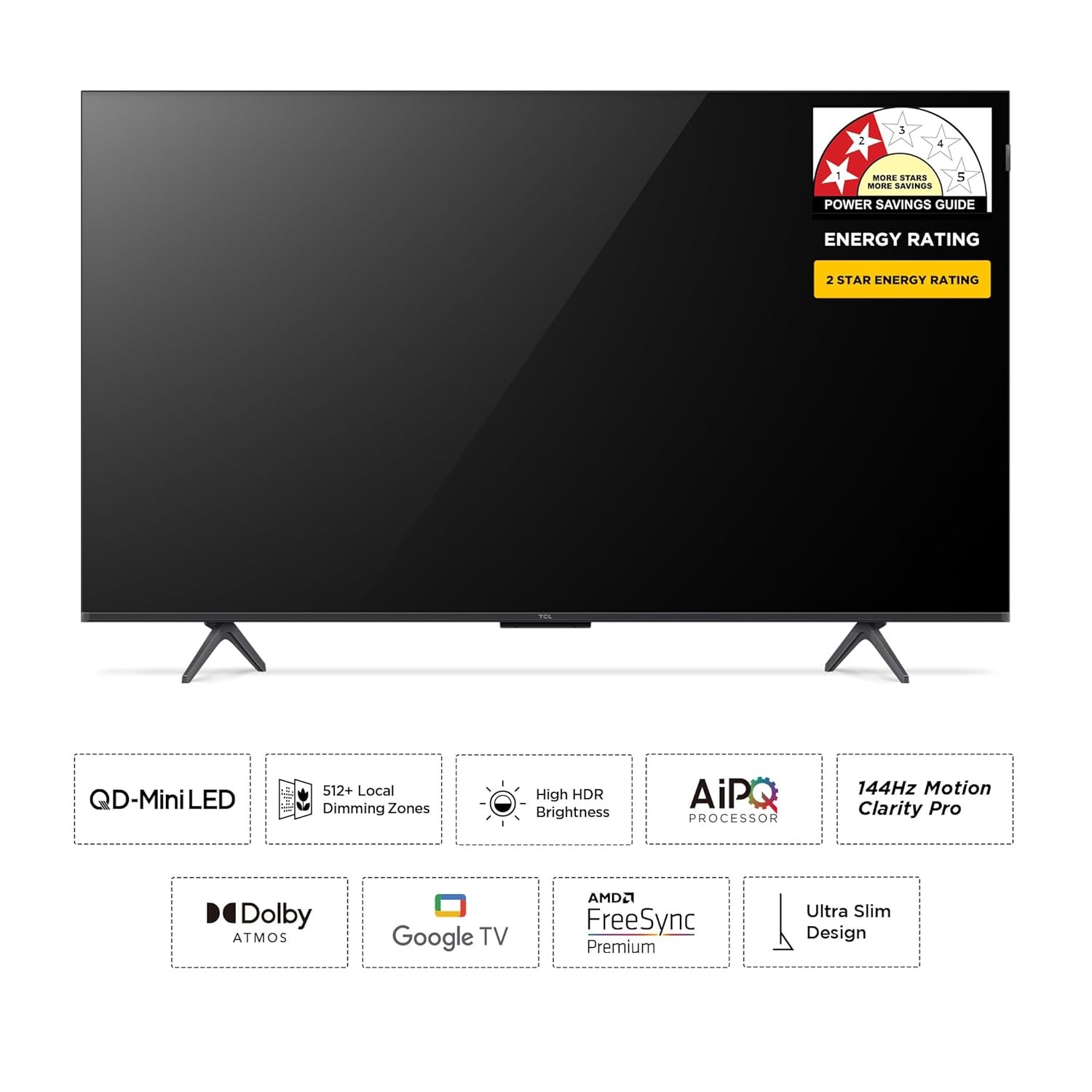 TCL 189 cm (75 Inches) 4K UHD Smart QD-Mini LED Google TV | 144Hz Refresh Rate | 3GB RAM | 46W Onkyo 2.1 | Upto 512+ Zones | IMAX Enhanced | 75Q6C - Image 2