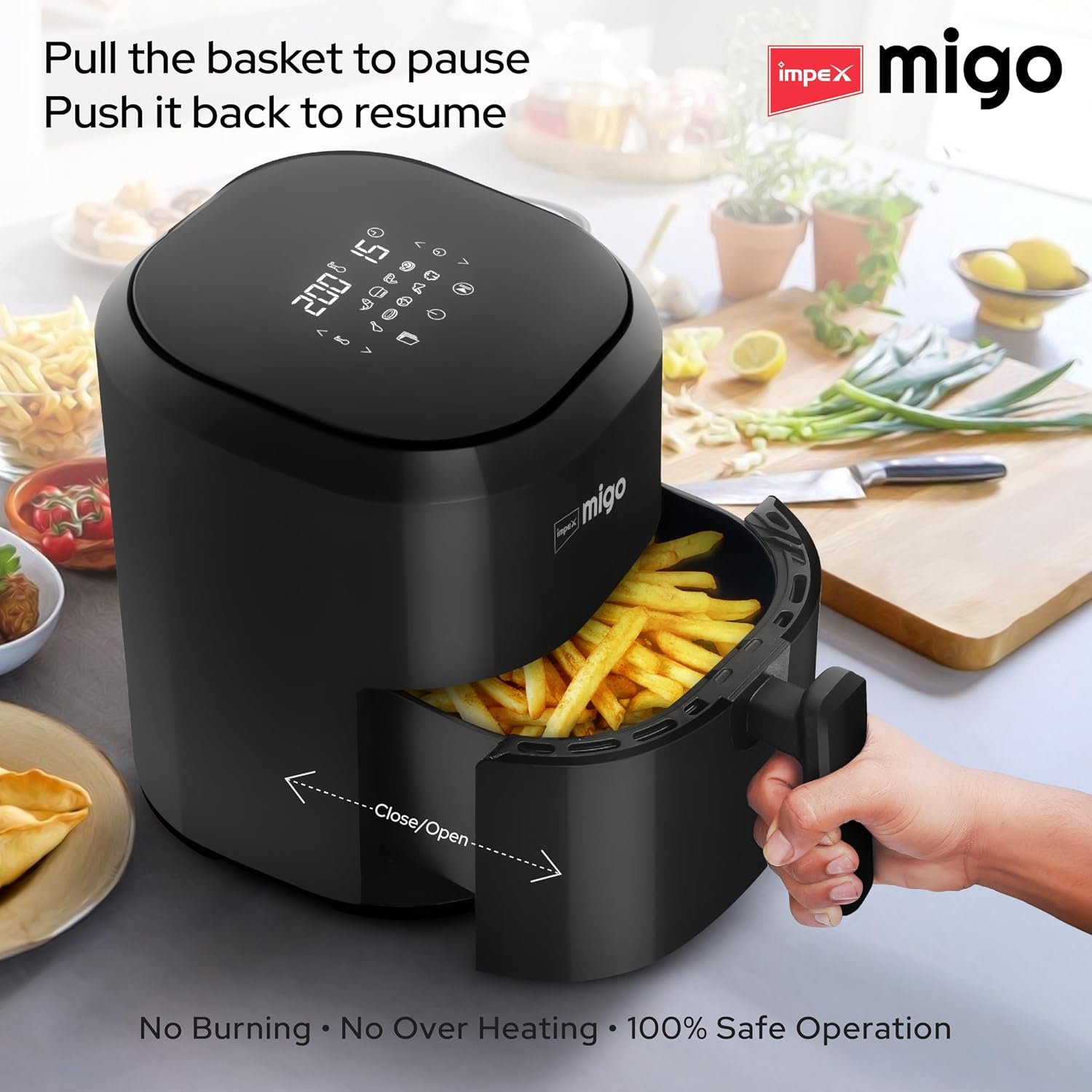 Impex Digital Air Fryer 10 in 1 | 1200 W Oil-free Cooking | 4.5 L Instant Electric Air Fryer for Home Auto Cut Off, Fry, Grill, Roast, Steam, and Bake | 2 Years Warranty - Image 4