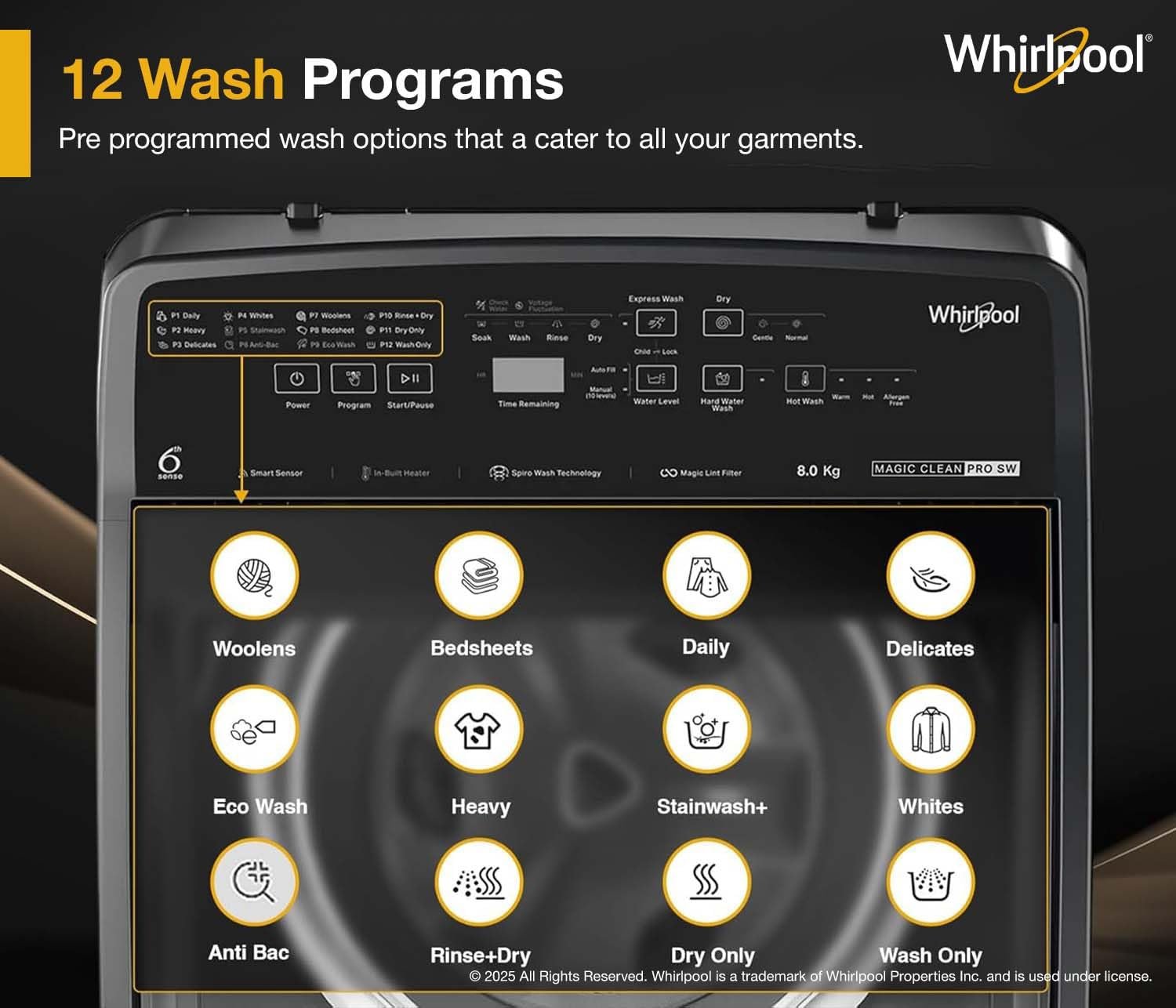 Whirlpool 8 Kg 5 MAGIC CLEAN PRO SW H Fully Automatic Top Load Washing Machine (MAGIC CLEAN PRO SW H KG GREY 10YMW with In-Built Heater) - Image 5