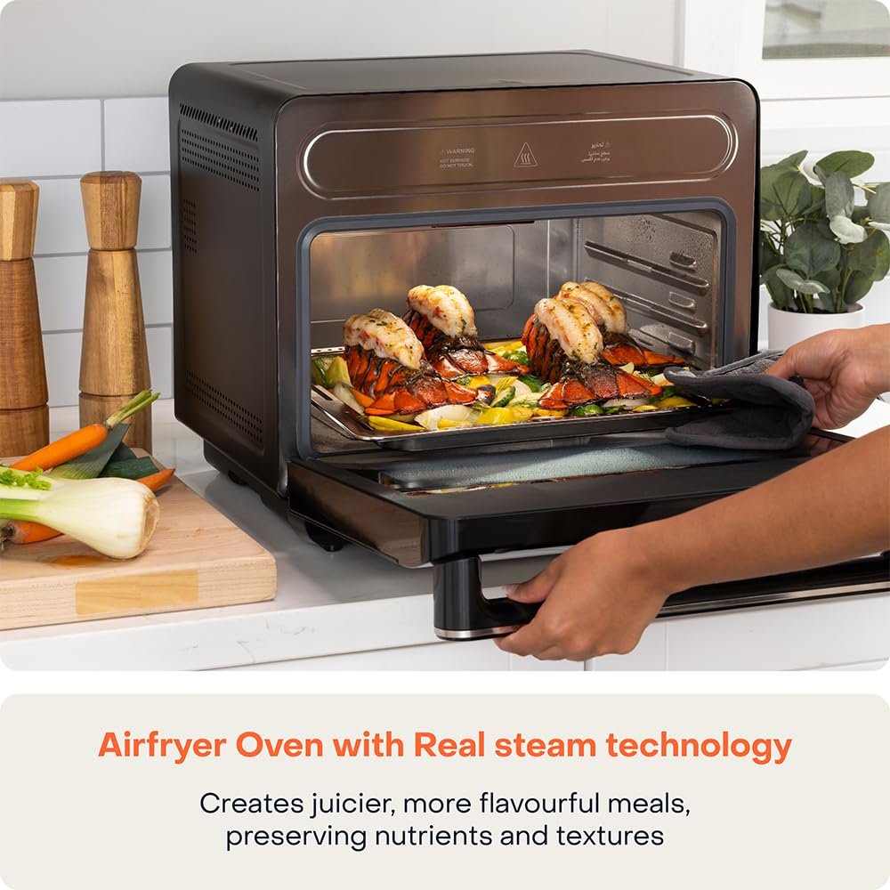 Nutricook Steami X 24L Black (Steam + Air Fryer Oven) with 10-in-1 functions like Steam Cook, Steam Roast, Air Fry, Bake, Sterilize & more. Steam + Convection technology, 2200W power, 2-year warranty - Image 2