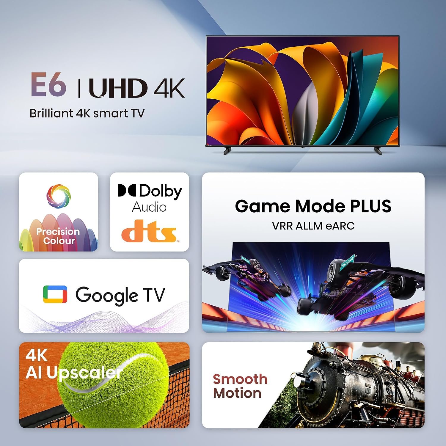 Hisense 164 cm (65 inches) E6N Series 4K Ultra HD Smart LED Google TV 65E6N (Black) - Image 4