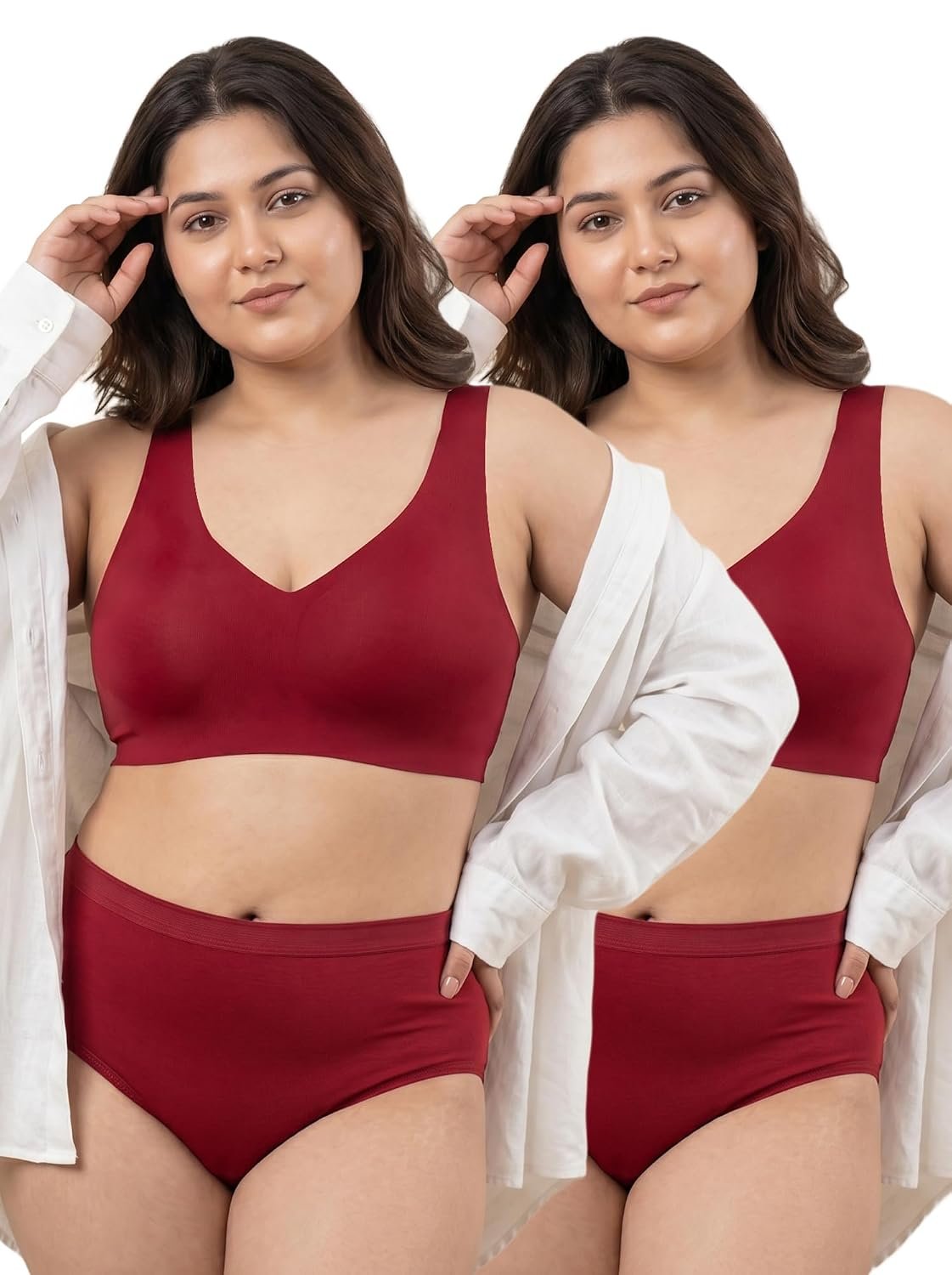 Tweens Cotton Bra Panty Set for Women | Padded Full Coverage Plus-Size Bonded Bra | Broad Straps | Mid Waist Hipster Panty | No Elastic Marks | Soft Seamless Comfortable Innerwear Set - Image 7