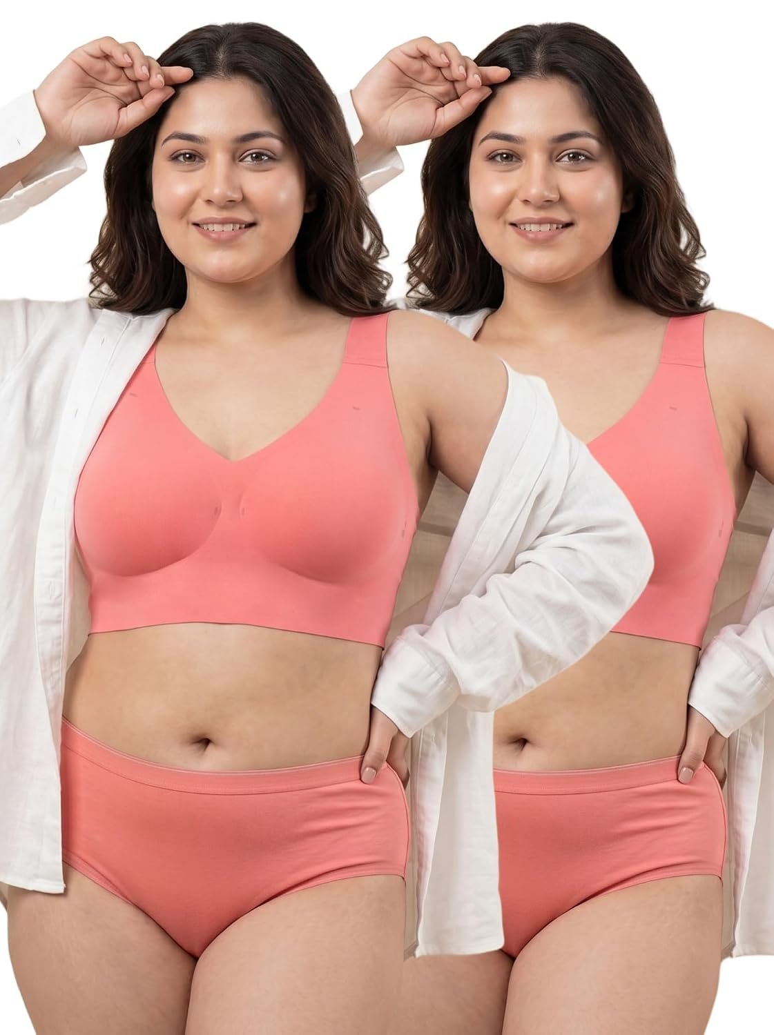 Tweens Cotton Bra Panty Set for Women | Padded Full Coverage Plus-Size Bonded Bra | Broad Straps | Mid Waist Hipster Panty | No Elastic Marks | Soft Seamless Comfortable Innerwear Set - Image 8