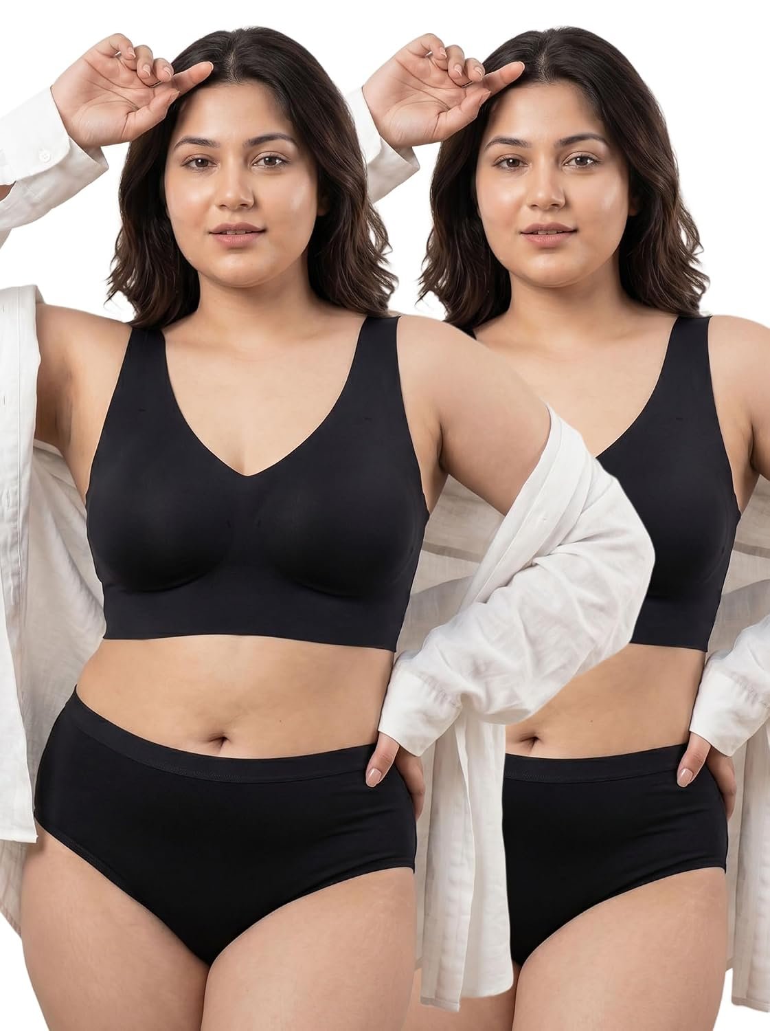 Tweens Cotton Bra Panty Set for Women | Padded Full Coverage Plus-Size Bonded Bra | Broad Straps | Mid Waist Hipster Panty | No Elastic Marks | Soft Seamless Comfortable Innerwear Set - Image 9