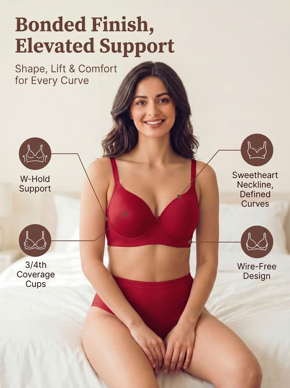 Tweens Cotton Bra Panty Set for Women | Push Up Bonded Bra | Level-3 Padding | 3/4th Coverage | Mid Waist Hipster Panty | No Elastic Marks | Soft Seamless Comfortable Innerwear Set - Image 5