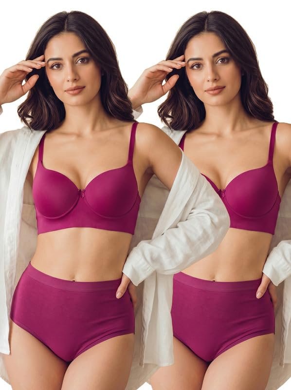 Tweens Cotton Bra Panty Set for Women | Push Up Bonded Bra | Level-3 Padding | 3/4th Coverage | Mid Waist Hipster Panty | No Elastic Marks | Soft Seamless Comfortable Innerwear Set - Image 8