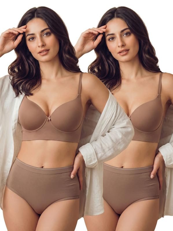 Tweens Cotton Bra Panty Set for Women | Push Up Bonded Bra | Level-3 Padding | 3/4th Coverage | Mid Waist Hipster Panty | No Elastic Marks | Soft Seamless Comfortable Innerwear Set - Image 9