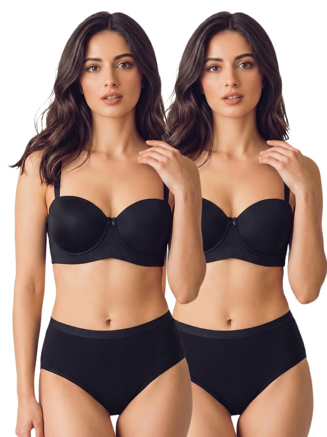 Tweens Cotton Bra Panty Set for Women | Padded Medium Coverage Demi-Cup Bonded Bra | Mid Waist Hipster Panty | No Elastic Marks | Soft Seamless Comfortable Innerwear Set