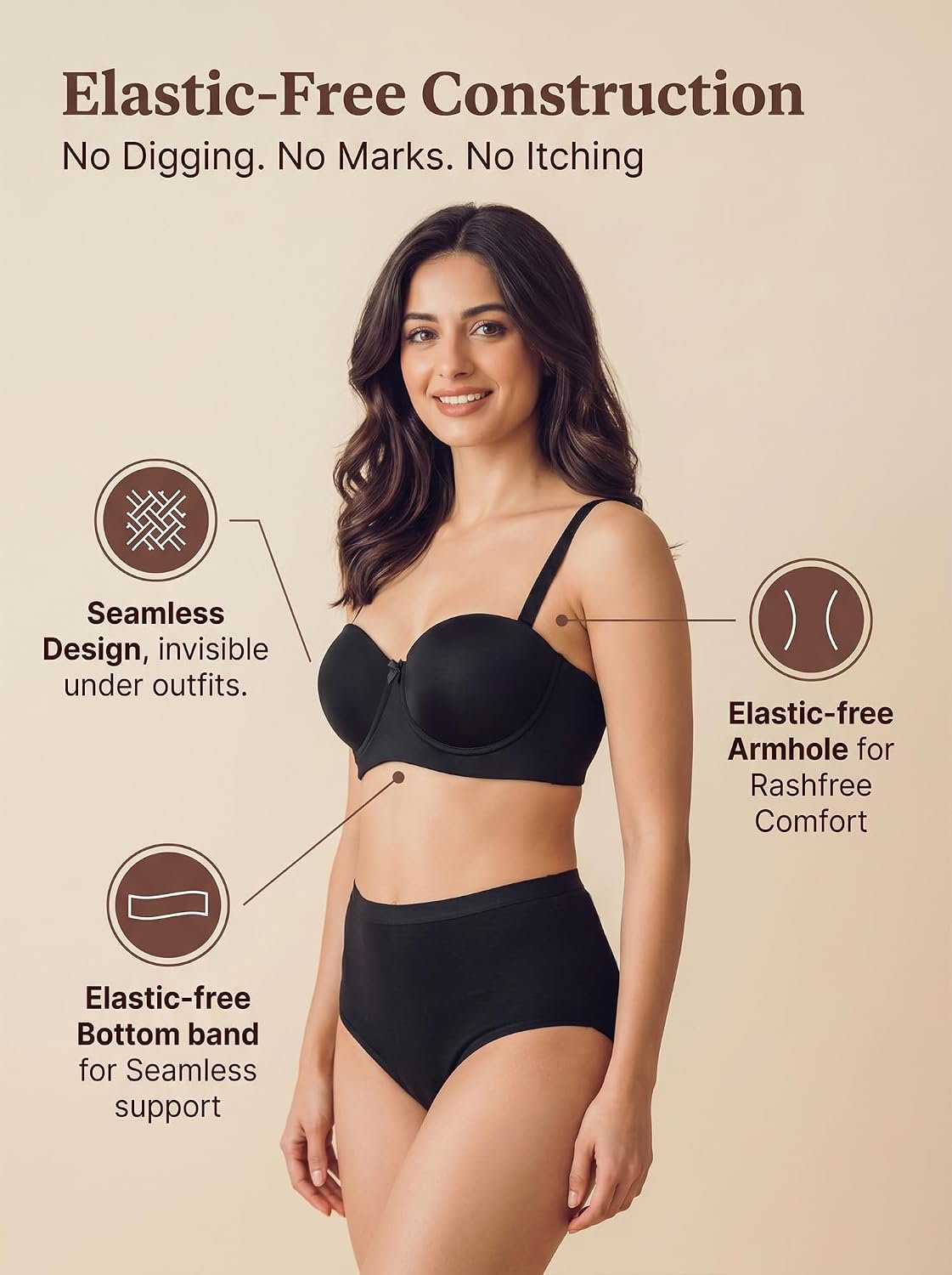 Tweens Cotton Bra Panty Set for Women | Padded Medium Coverage Demi-Cup Bonded Bra | Mid Waist Hipster Panty | No Elastic Marks | Soft Seamless Comfortable Innerwear Set - Image 3