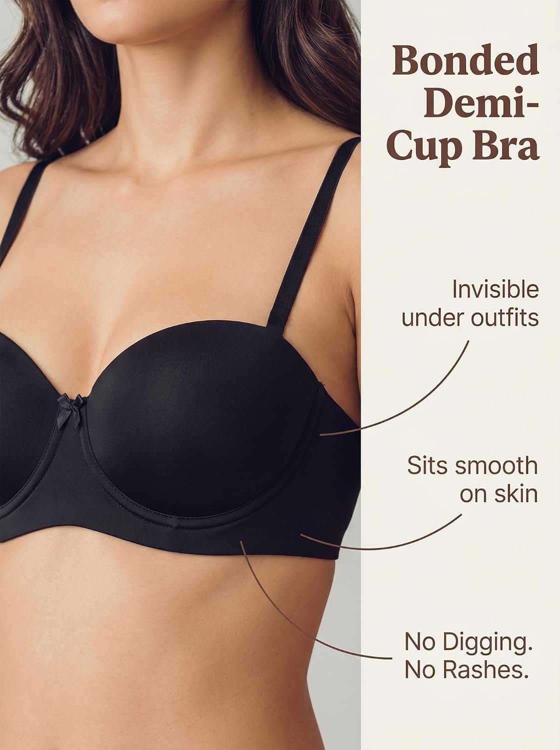 Tweens Cotton Bra Panty Set for Women | Padded Medium Coverage Demi-Cup Bonded Bra | Mid Waist Hipster Panty | No Elastic Marks | Soft Seamless Comfortable Innerwear Set - Image 6