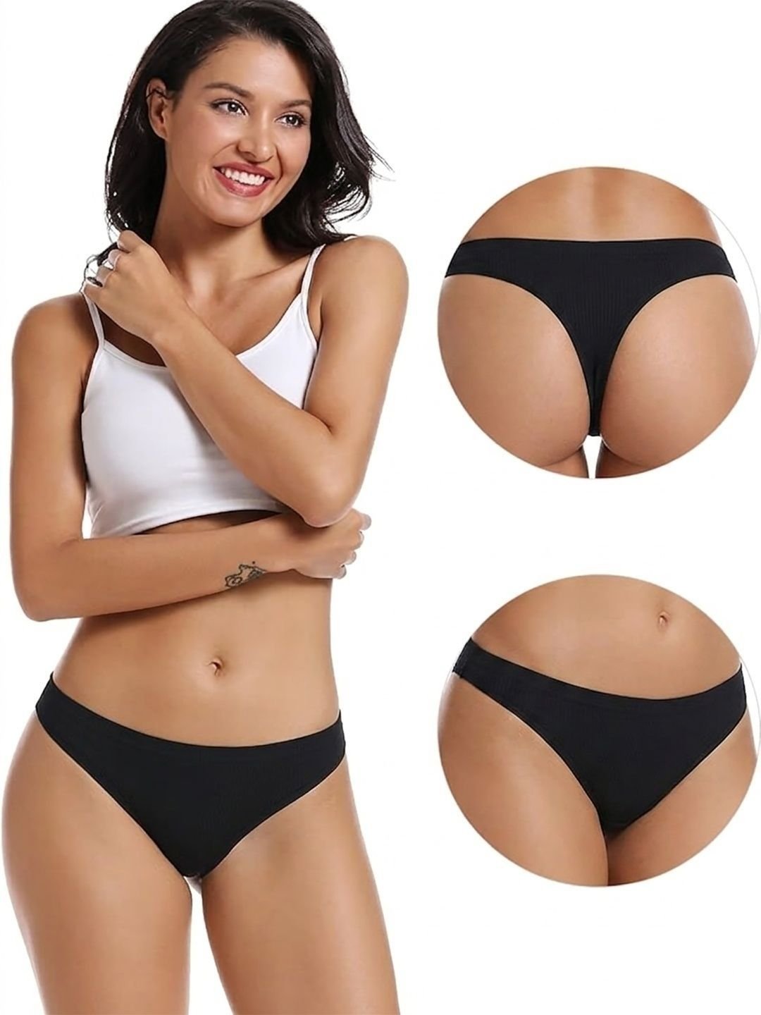 Think Tech Women Pack of 3 Assorted Cotton Thongs - Image 3